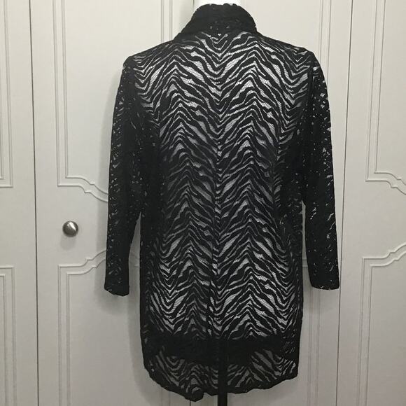 SUSAN GRAVER Black Peek Through Lace Jacket - Size Medium - Picture 3 of 4